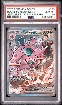 2025 POKEMON DRI EN-DESTINED RIVALS #233 TEAM ROCKET'S NIDOKING EX PSA 10 - Image 1