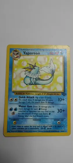 Pokemon Karten Nr. 134 Vaporeon 28/64 Basis 1999 Sammeln Englisch - Image 1