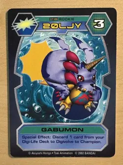 Digimon D-Tector GABUMON Card 2002 Bandai DT-86 ROOKIE, 20LJY - Image 1
