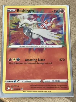 Reshiram 017/072 - Shining Fates - Amazing Rare Pokemon TCG Card - Image 1