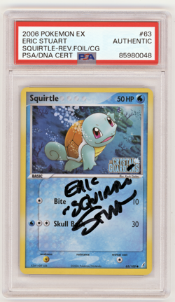 PSA Signed Eric Stuart Pokemon Squirtle EX Crystal Guardians 63/100 Reverse Holo - Image 1