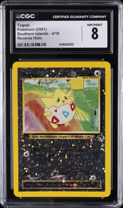 2001 POKEMON SOUTHERN ISLANDS REVERSE HOLO #4/18 TOGEPI CGC 8 - Image 1