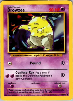 Drowzee 49/102 Common Base Set Unlimited Pokemon Moderately Played - Image 1