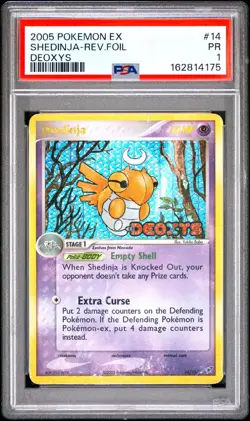 PSA 1 2005 Pokemon EX Deoxys Shedinja REVERSE Holo Foil Rare 14/107 STAMPED - Image 1