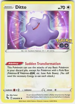 Ditto Holo Pokemon Pokemon GO 053/078 NM - Image 1