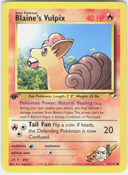 Blaine's Vulpix 1st Edition Pokemon Gym Heroes 065/132 LP - Image 1