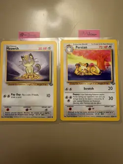 Wizards Pokemon TCG Jungle Meowth 56/64 Persian 42/64 EN Unlimited HP lot (2) - Image 1