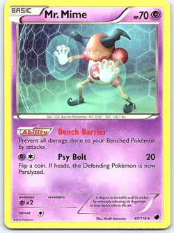 MR. MIME 47/116 RARE PLASMA FREEZE POKEMON MODERATELY PLAYED - Image 1