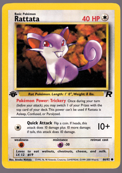 Rattata 1st Edition 66/82 Team Rocket 2000 Pokemon TCG Card MP - Image 1