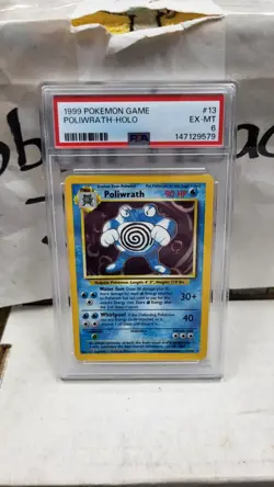 1999 POLIWRATH HOLO RARE BASE SET POKEMON TCG PSA 6 EX-MINT #13/102 - Image 2