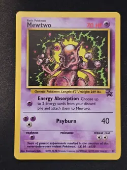 Pokemon TCG Mewtwo 14 Black Star Promo Near Mint Vintage (non-holo) - Image 1