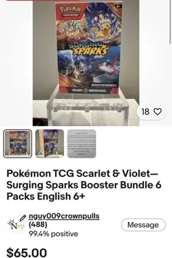 Pokemon TCG Surging Sparks Booster Bundle Box 6 Packs English 6+ - Image 3