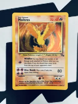Moltres Fossil 12/62 Holo Rare Unlimited Pokemon - Image 1