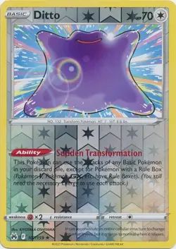 Ditto 107/159 Reverse Holo Crown Zenith Pokemon Card LP - Image 1