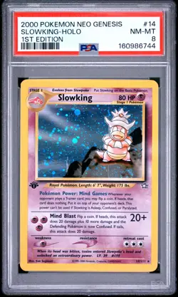 2000 POKEMON NEO GENESIS 1ST EDITION #14 SLOWKING-HOLO PSA 8 - Image 1