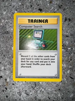Pokemon TCG Cards SHADOWLESS Computer Search 71/102 Base Set Rare PLAYED - Image 3