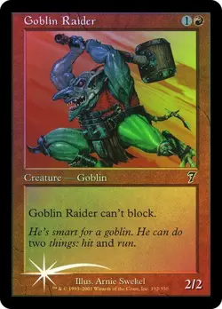 7th Edition MTG FOIL Goblin Raider Magic - Image 1