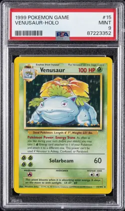 1999 POKEMON BASE SET UNLIMITED #15 VENUSAUR-HOLO PSA 9 - Image 1