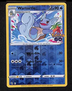 Wartortle 016 Uncommon Pokemon Pokemon GO 078 Reverse Holo 2022 - Image 1