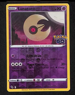 Lunatone 034 Uncommon Pokemon Pokemon GO 078 Reverse Holo 2022 - Image 1