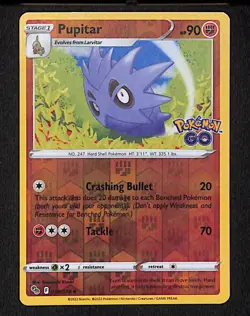 Pupitar 038 Uncommon Pokemon Pokemon GO 078 Reverse Holo 2022 - Image 1