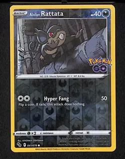 Alolan Rattata 041 Common Pokemon Pokemon GO 078 Reverse Holo 2022 - Image 1