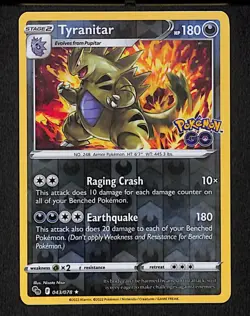 Tyranitar 043 Rare Pokemon Pokemon GO 078 Reverse Holo 2022 - Image 1