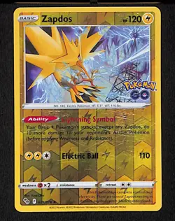Zapdos 029 Rare Pokemon Pokemon GO 078 Reverse Holo 2022 - Image 1