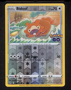 Bidoof 059/078 Common Pokemon Pokemon GO Reverse Holo 2022 - Image 1