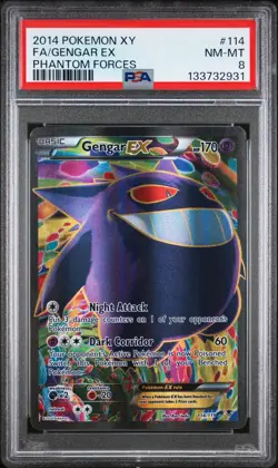 2014 Pokemon XY Phantom Forces Gengar EX 114/119 Full Art PSA 8 - New Cert - Image 1