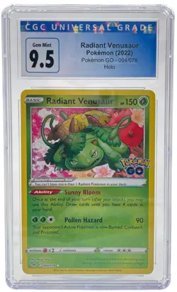 2022 Pokemon Go Radiant Venusaur #004 HOLO CGC 9.5 GEM MINT - Image 1