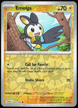 EMOLGA 029/086 COMMON BLACK BOLT 2025 POKEMON REVERSE HOLO LP - Image 1