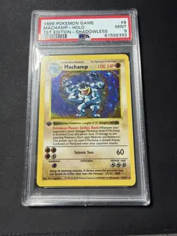 Machamp Holo 1st Edition Shadowless 1999 Pokemon Base Set Shadowless #8 PSA 9 - Image 3