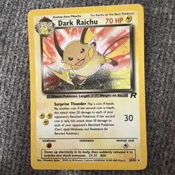 2000 Pokemon TCG Card Dark Raichu 83/82 Unlimited Team Rocket Holo Secret Rare - Image 1
