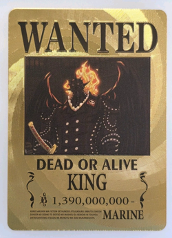 One Piece WANTED King Gold Foil Fan Art Collector Card TCG - Image 1
