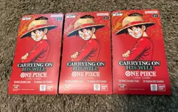 Lot Of 3 One Piece Card Game Carrying On His Will Sleeved Booster Pack OP 13 - Image 1