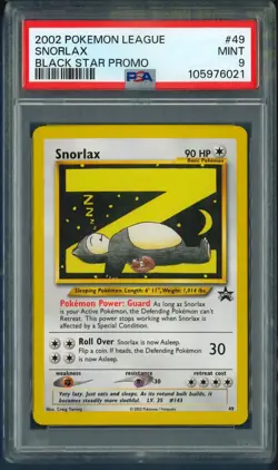 Pokemon card snorlax 49 Wizard Black Star promo PSA 9 MINT - Image 1