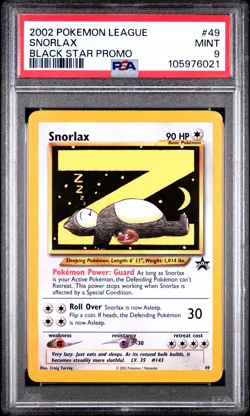 Pokemon card snorlax 49 Wizard Black Star promo PSA 9 MINT - Image 2