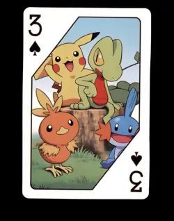 Pokemon 1000th Episode Playing Card Set Treecko Mudkip Pikachu 3 of Spades - Image 1