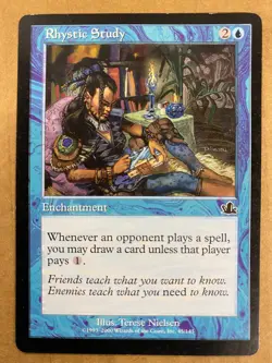 MTG 1x Rhystic Study # 45 Prophecy Pauper Magic the Gathering Card x1 MP - Image 1