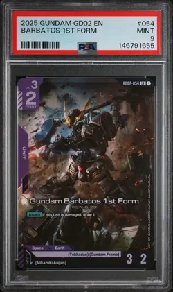 2025 Barbatos 1st Form Gundam Dual Impact 054 Legend Rare Graded Card PSA 9 - Image 1