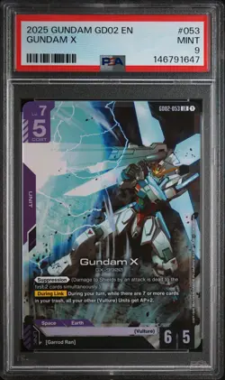 2025 Gundam X Gundam Dual Impact 053 Legend Rare Graded Card PSA 9 - Image 1