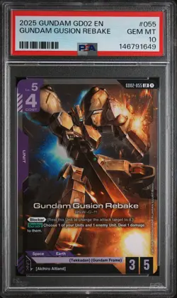 2025 Gundam Gusion Rebake Gundam Dual Impact 055 Legend Rare Graded Card PSA 10 - Image 1