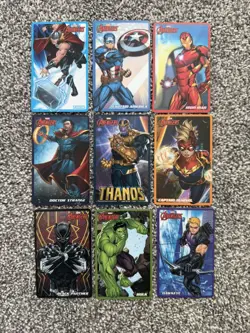 Marvel Avengers Arcade Coin Pusher 9 Collectable Card set with THANOS No Barcode - Image 1