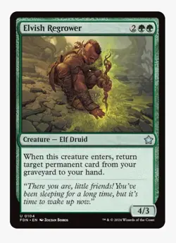 Elvish Regrower | MTG FDN Foundations | Green Elf Druid Graveyard Recovery | NM - Image 1