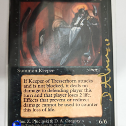 Wizards of the Coast MTG Keeper of Tresserhorn Alliances Rare Black Autographed - Image 1