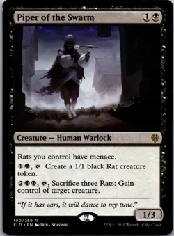 Piper of the Swarm 100 Rare Throne of Eldraine Magic: The Gathering LP - Image 1