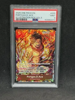 Bandai One Piece Card Game Portgas D Ace #005 Illustration Box Vol.5 SP PSA 9 - Image 1