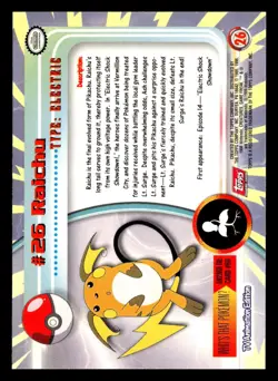 Raichu #26 Topps Trading Cards Series 1 - 4th print Pokemon Card - Image 3