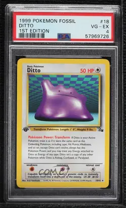 Ditto 1st Ed. Pokemon Fossil PSA 4 1999 - Image 1
